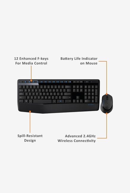 Logitech MK345 Keyboard & Mouse Black at tataCliQ.com