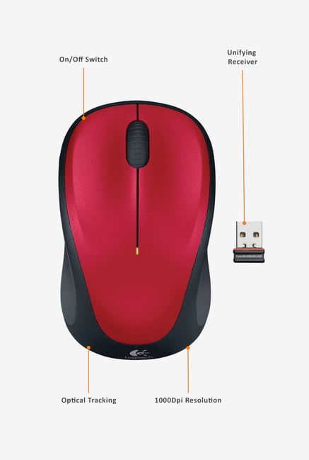 Logitech M235 Wireless Mouse Red at tataCliQ.com