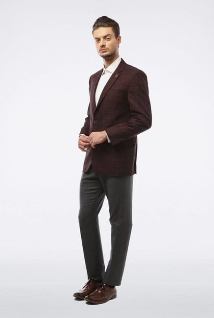 allen-solly-maroon-black-checks-casual-blazer