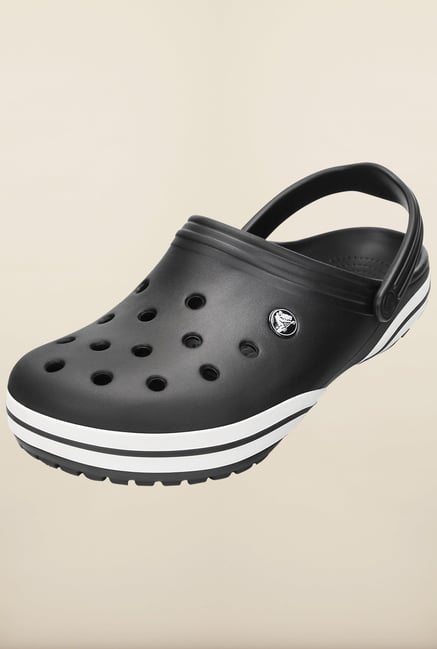 Black crocs discount with white stripe