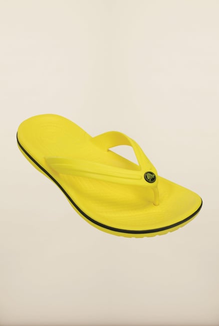 yellow croc flip flops