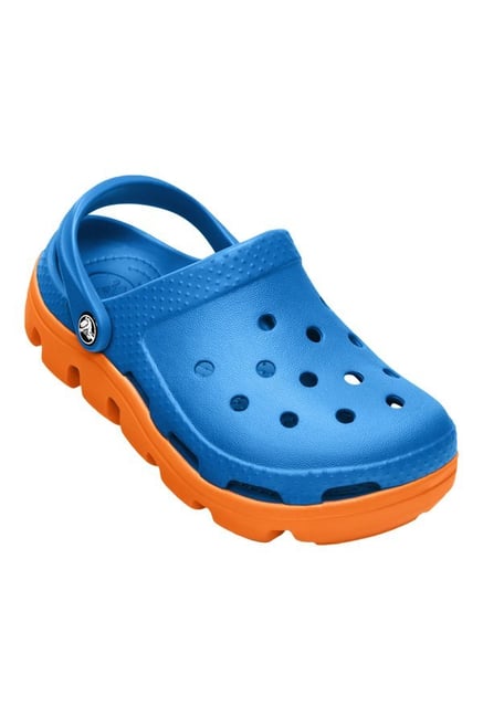 blue and orange crocs