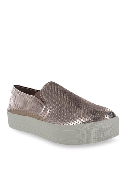 Steve Madden Bouunce Rose Gold & White Plimsolls