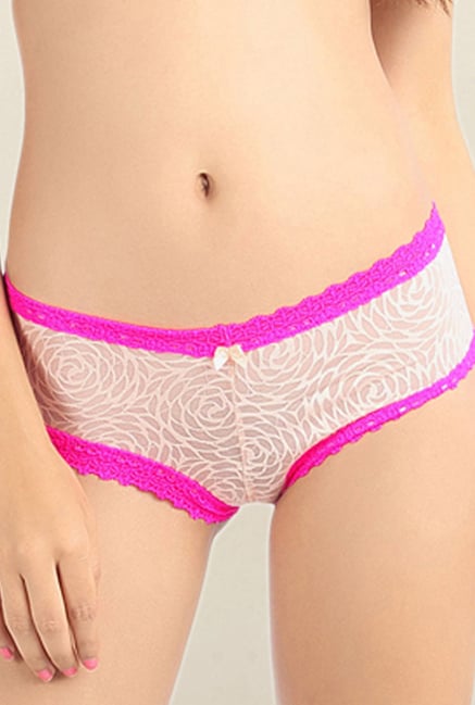 Candyskin Beige & Pink Lace Hipster Panty Price in India