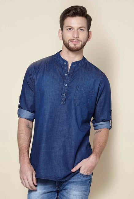 Buy Zudio Blue Denim Slim Fit Shirt for 