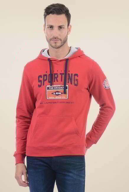 Buy Pepe Jeans Red Printed Cotton Sweatshirt from top Brands at
