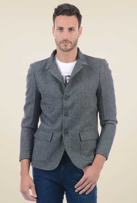 Buy Pepe Jeans Grey Full Sleeves Blazer for Men Online Tata CLiQ