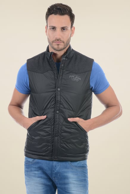 Pepe Jeans Black Sleeveless Cotton Jacket