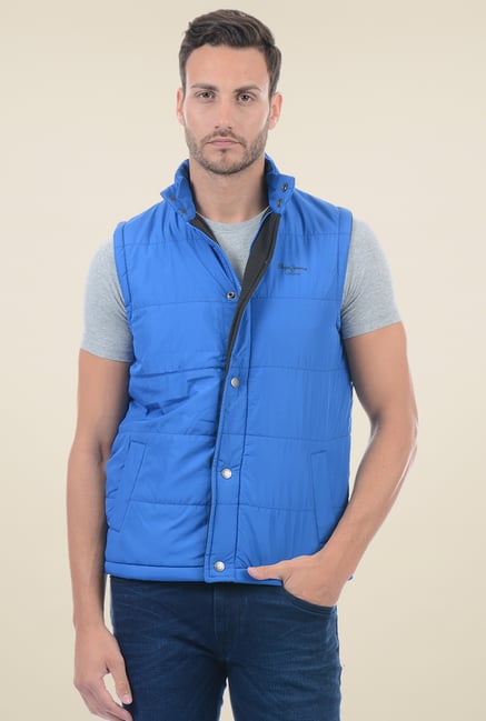 Pepe jeans sleeveless solid hotsell men's jacket