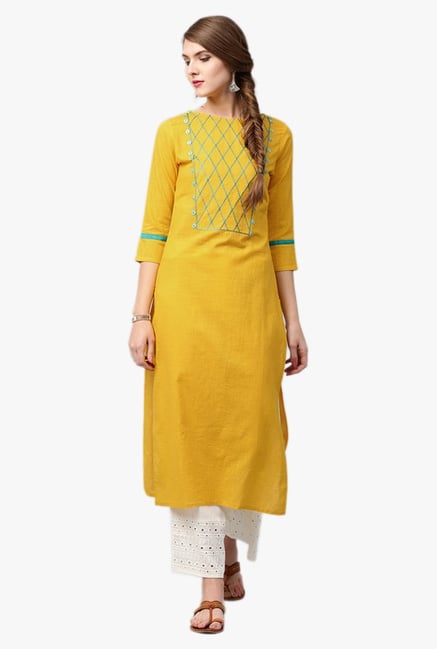 Buy Yellow Leggings for Women by Jaipur Kurti Online