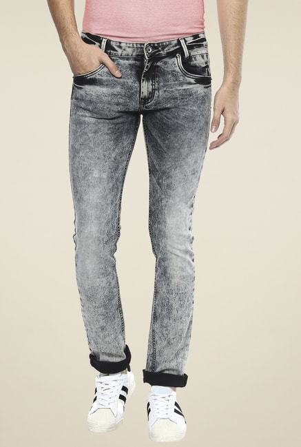Jasey Acid Wash High Rise Distressed Skinny Jeans - Faded Black - Eleven  Oaks Boutique
