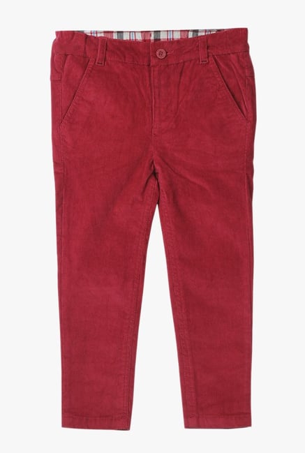 Beebay Kids Red Regular Fit Solid Trousers