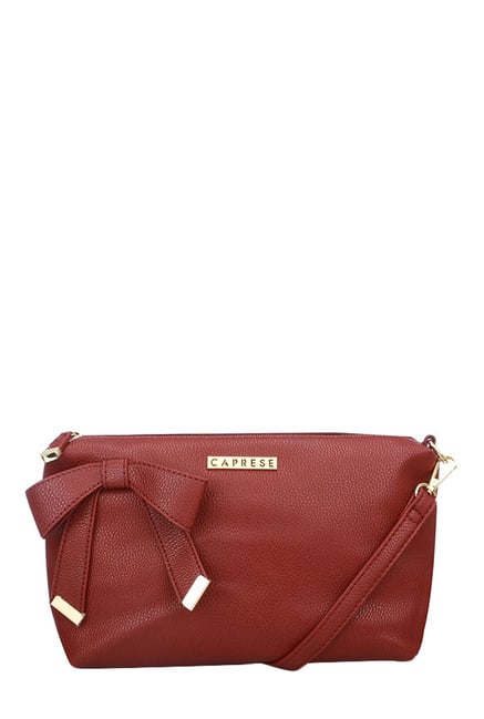 Buy Caprese Alexandria Maroon Solid Sling Bag For Women At Best