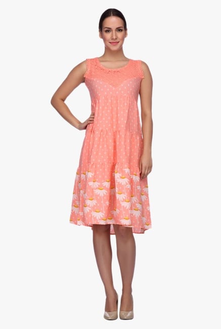 Coral Knee Length Dress