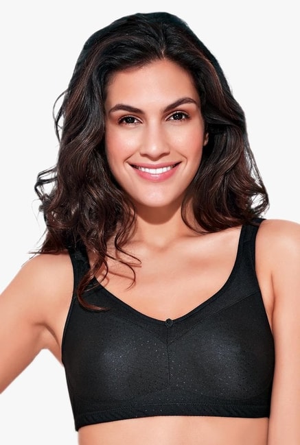 Buy Enamor Black Non Wired Non Padded High Coverage Daily Wear