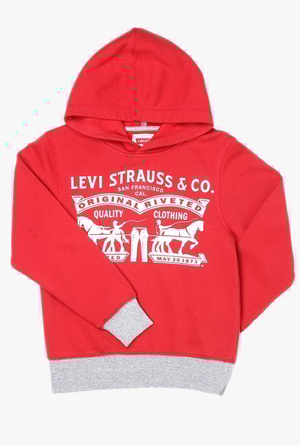 Buy Levi's Red Graphic Print Hoodie for Boys Clothing Online