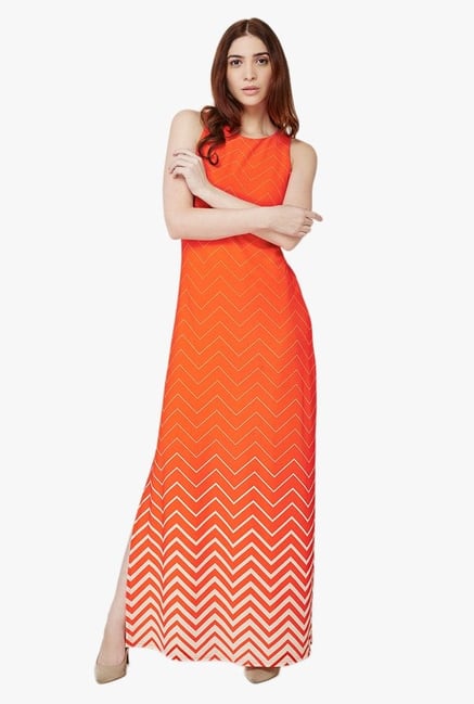 and orange dress