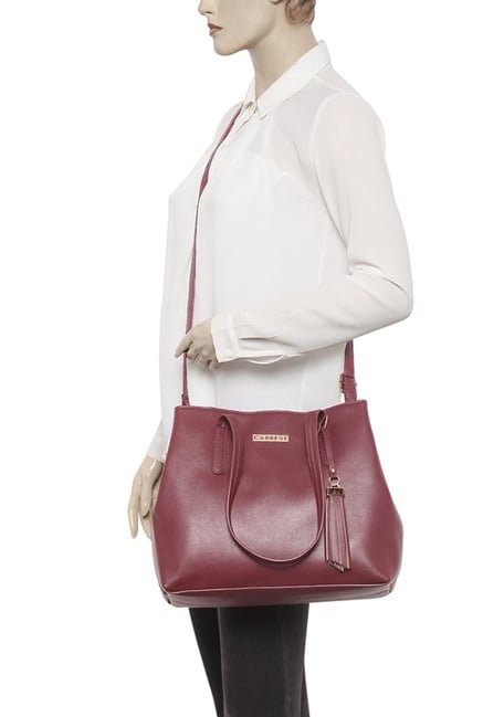 caprese burgundy solid shoulder bag