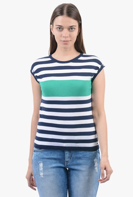 Pepe Jeans Navy & Off White Striped Sweater