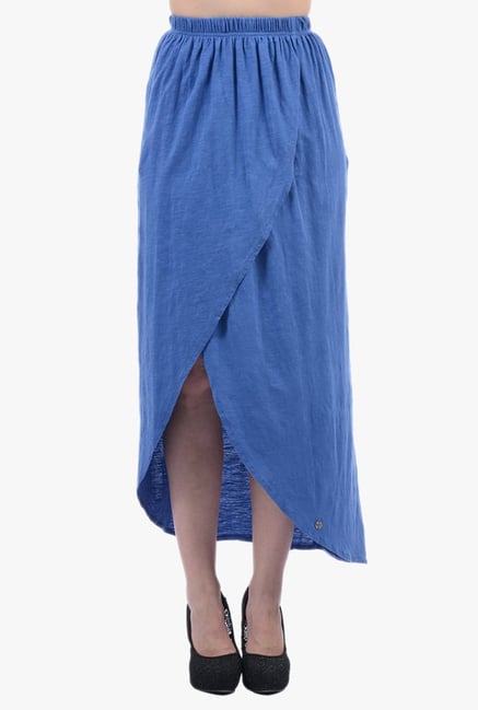 Buy Pepe Jeans Blue Textured Below Knee Skirt for Women Online