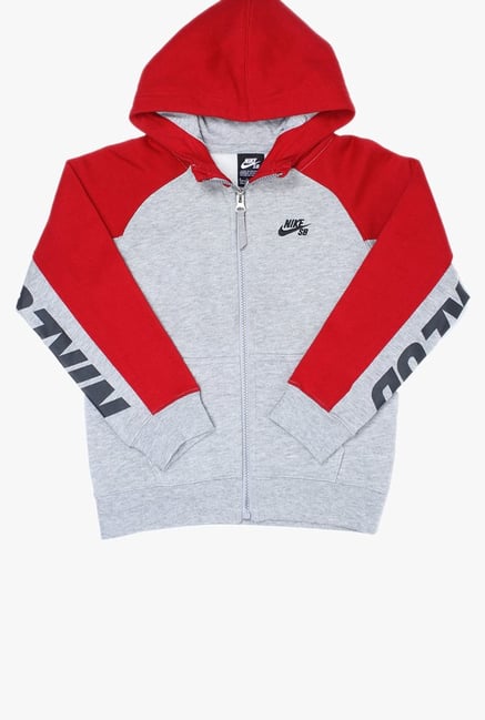 Buy Nike Grey Red Textured Hoodie for Boys Clothing Online