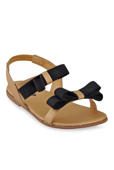 Beanz Kids Fendi Golden & Black Sling Back Sandals