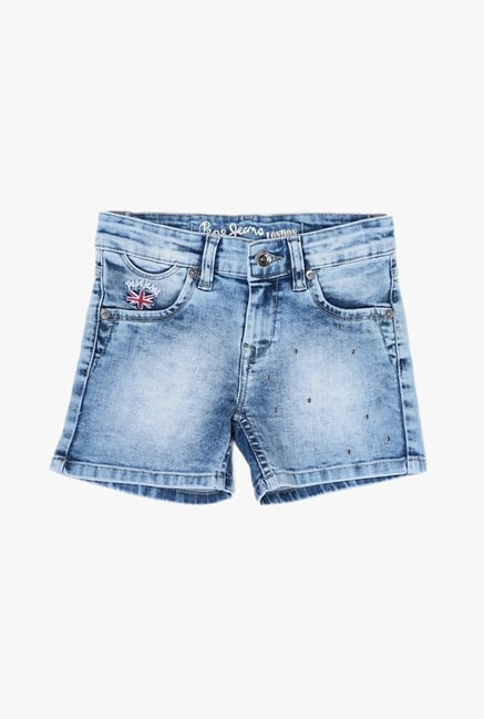 Buy online Girls Blue Embellished Denim Shorts from girls for Women by Ziba  Clothing for ₹1299 at 24% off | 2024 Limeroad.com