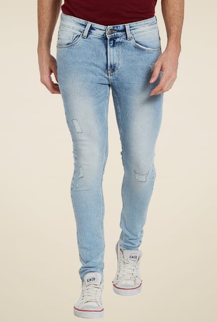 light blue super skinny jeans mens