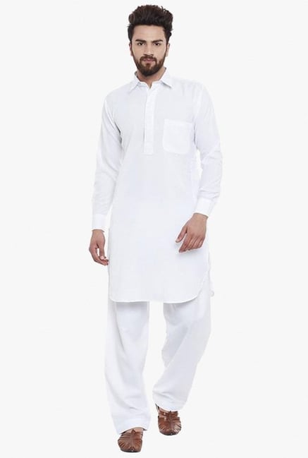 Sojanya White Solid Kurta Set