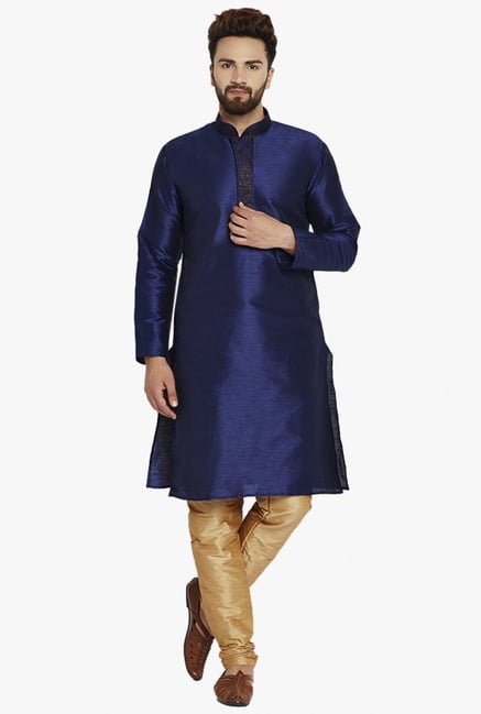 Sojanya Royal Blue Solid Regular Fit Kurta Set