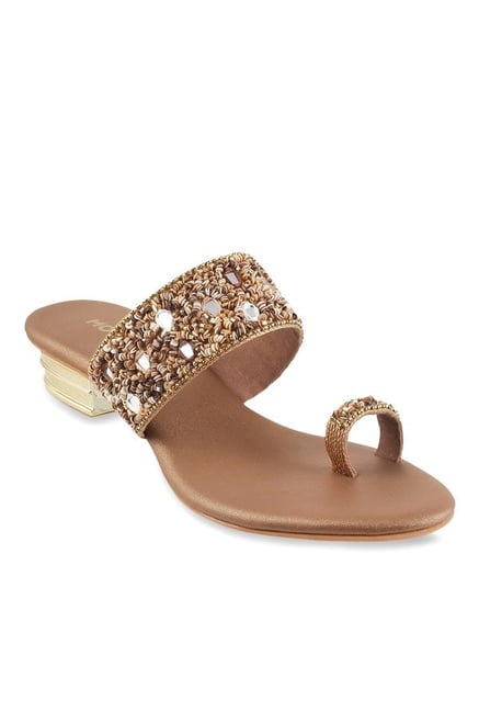 Mochi Antique Gold Toe Ring Sandals