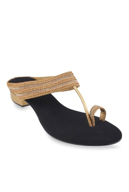 Mochi Women's Copper & Antique Gold Toe Ring Sandals-picture-41