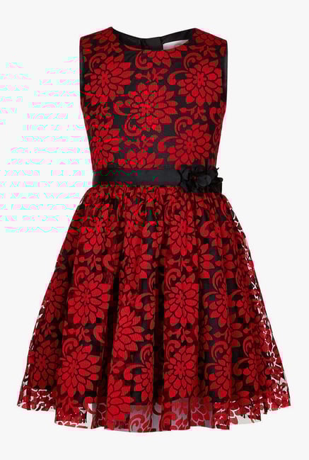 Red Polyester Dress for Women