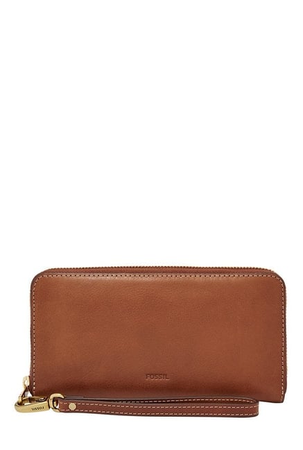 Buy Fossil Brown Solid Leather RFID Wallet For Women At Best Price