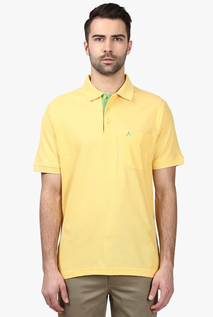 Casual Shirts Raymond Yellow Shirt Raymond Solid Men Polo Neck