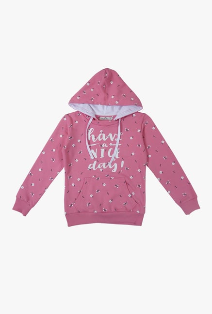 Buy Gini Jony Palm Tree Pink Printed Hoodies for Girls Clothing