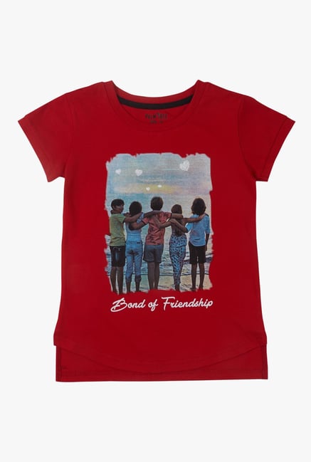 Buy Gini Jony Palm Tree Red Printed Knit Top for Girls Clothing Online Tata CLiQ