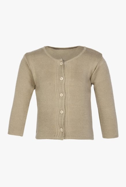 Cayman Kids Beige Solid Cardigan