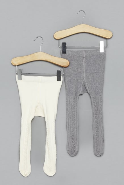 Buy Baby HOP by Westside White Tights Set of Two for Girls