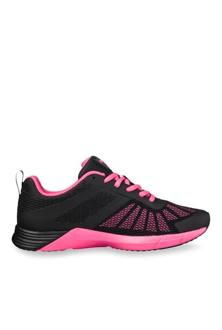 puma black and pink running shoes