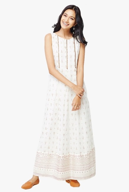 global desi white maxi dress