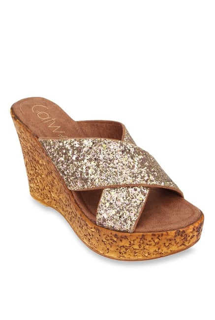 Catwalk Women's Golden Casual Wedges