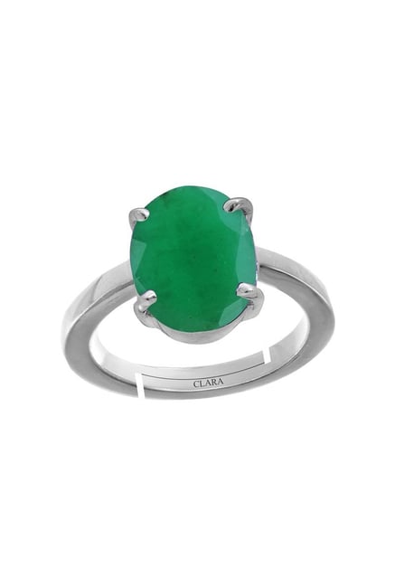 Signature Collection 18k White Gold Oval Emerald and Baguette Diamond Ring  - #26101 26101 - Emerald Lady Jewelry