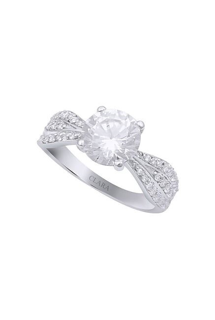 Buy Clara White Sterling Silver Swarovski Solitaire Ring for Women