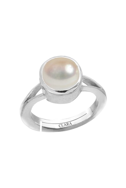 Clara White Pearl 3cts Sterling Silver Navratna Ring