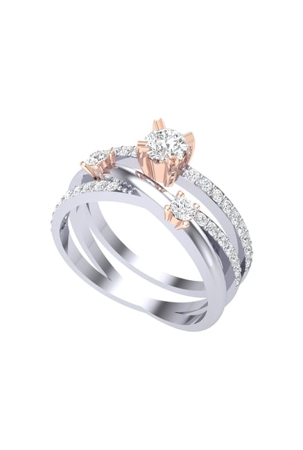 Buy Clara Two Tone Sterling Silver Swiss Cz Jean Ring For Women