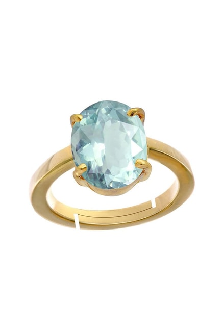 Trillion Aquamarine Gemstone Dainty Ring in 14k Solid Gold