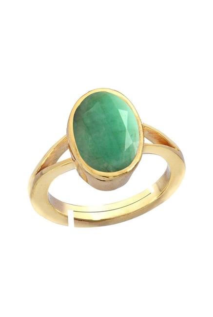 Men's Diamond Ring 14K Yellow Gold with Green Emerald Gemstone, Genuin – J  F M
