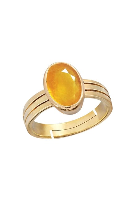 AYUSH GEMS 20.00 Carat Natural Yellow Sapphire Pukhraj Stone Panchdhatu  Adjustable Silver Ring for Men and Women : Amazon.in: Jewellery