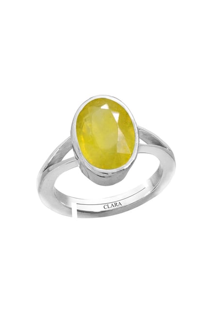 Buy CEYLONMINE- Natural Yellow sapphire/Pukhraj Gold Rhodium Finger Ring  Good For Astrology Online - Get 49% Off
